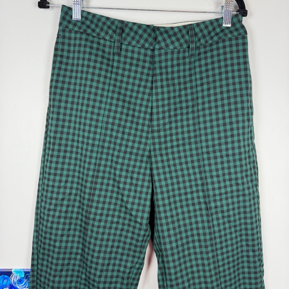 Brixton Green Plaid Checkered Retro Ankle Trousers Crop Work Pant Preppy Size 26 - Picture 6 of 11